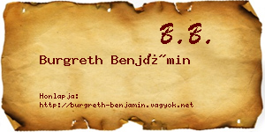 Burgreth Benjámin névjegykártya